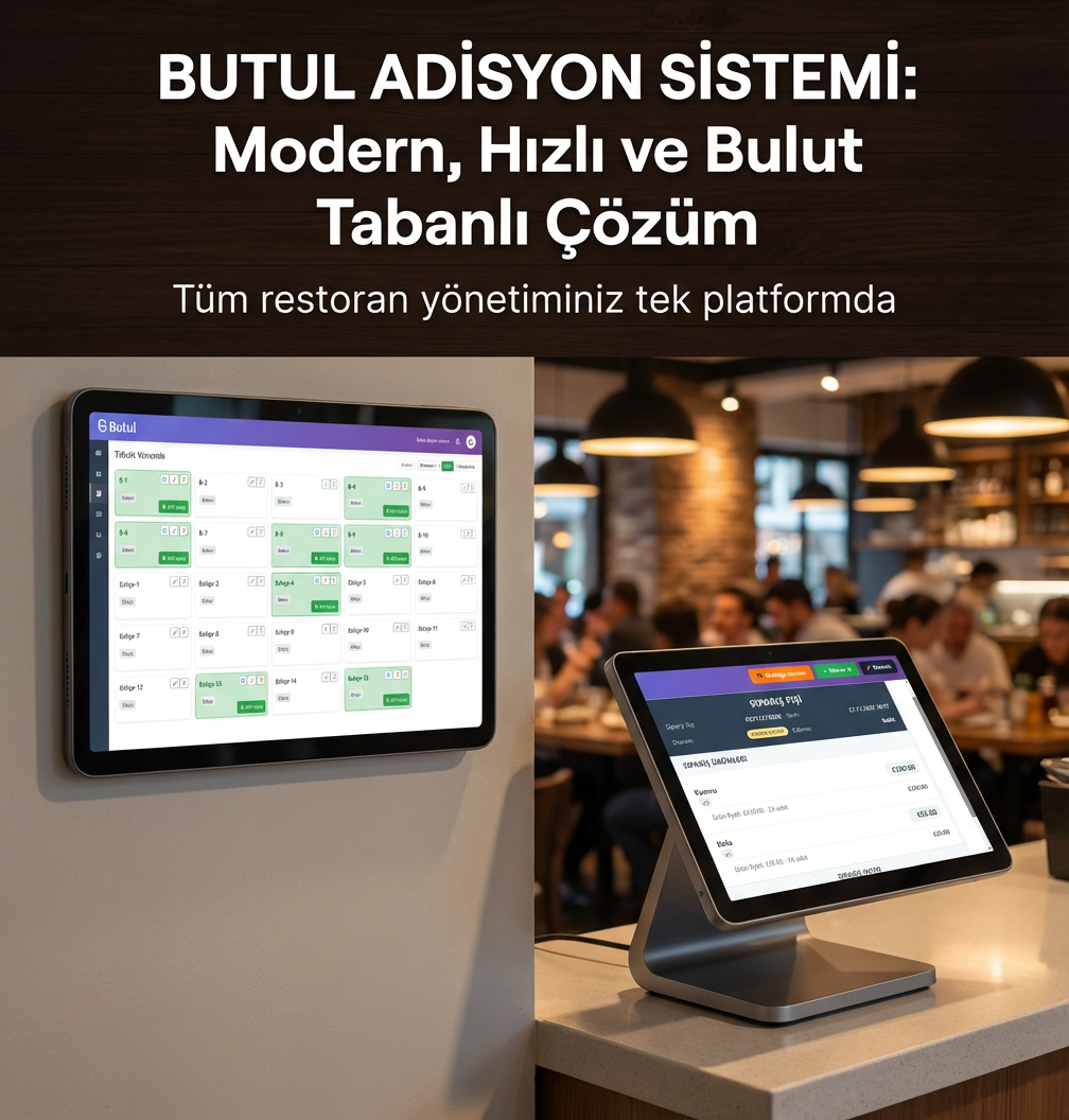 Dijital adisyon ekranı ve masa listesi